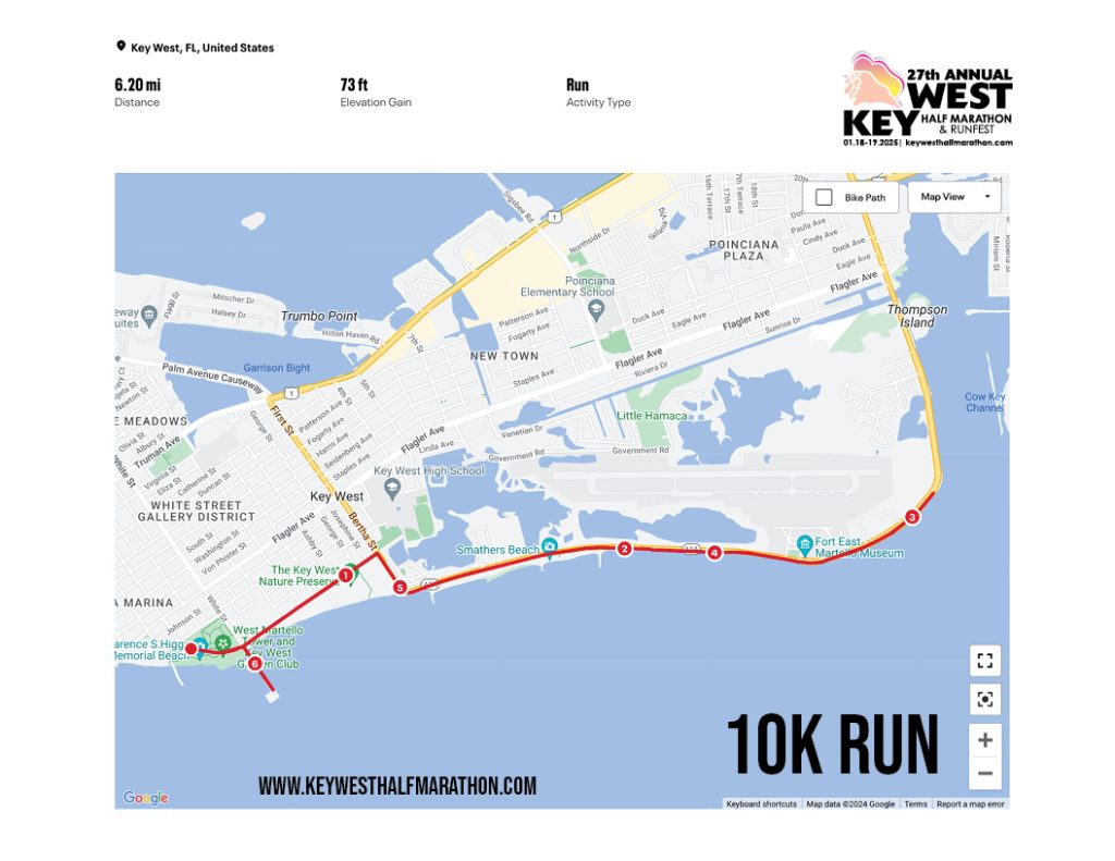 Key West Half Marathon & 5K - Course map | Key West Half Marathon