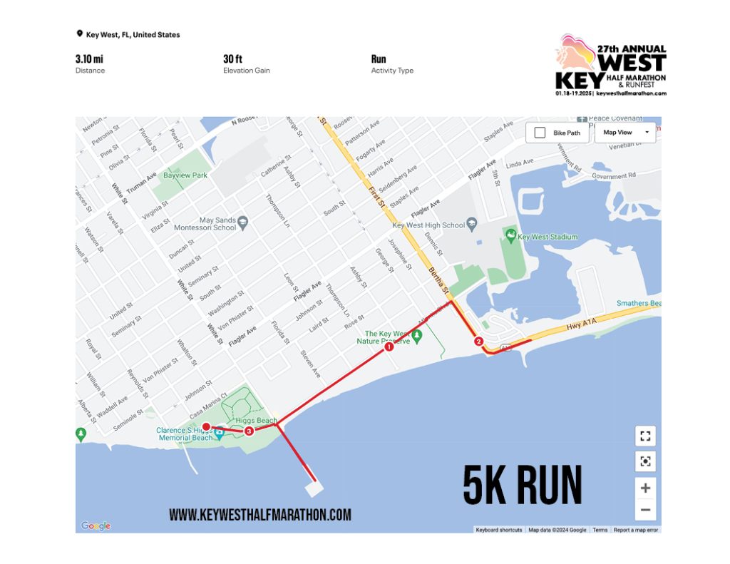 Key West Half Marathon & 5K - Course map | Key West Half Marathon